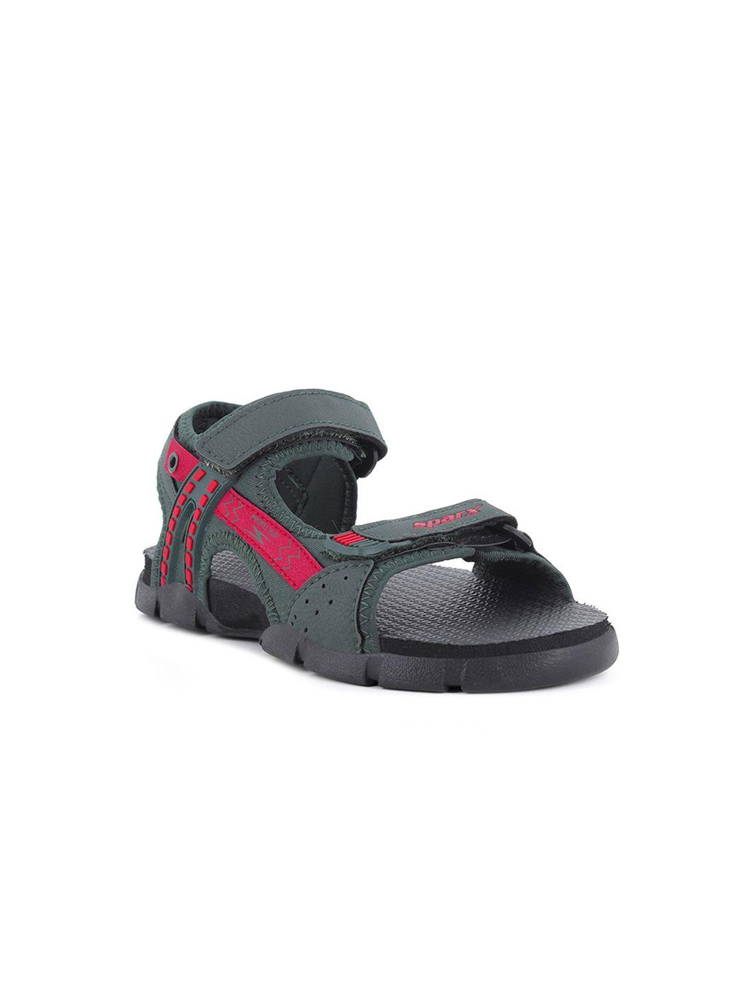 sparx boys green & red solid sports sandals