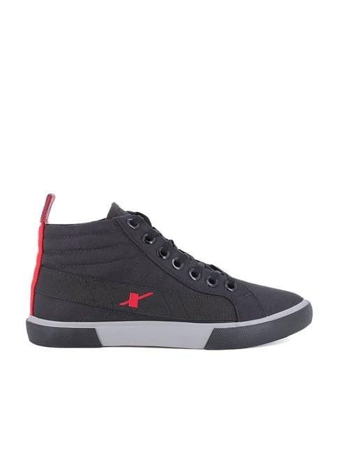 sparx men's black ankle high sneakers