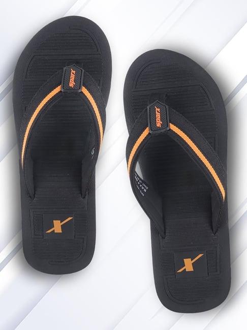 sparx men's black flip flops