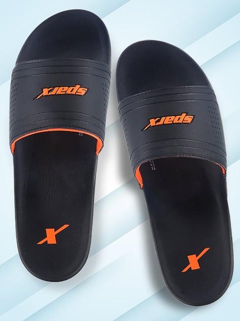 sparx men's black slides