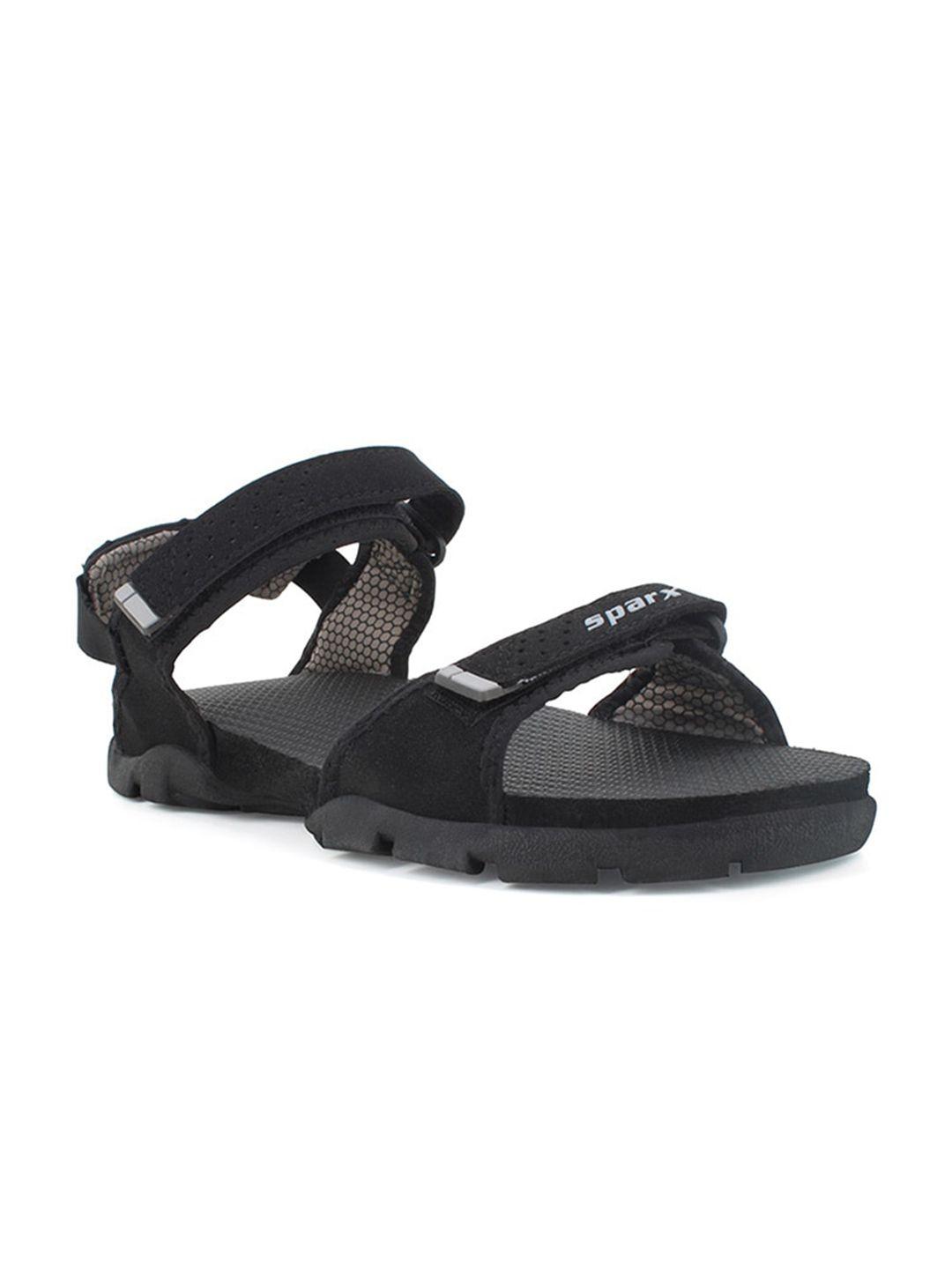 sparx men black solid sports sandals
