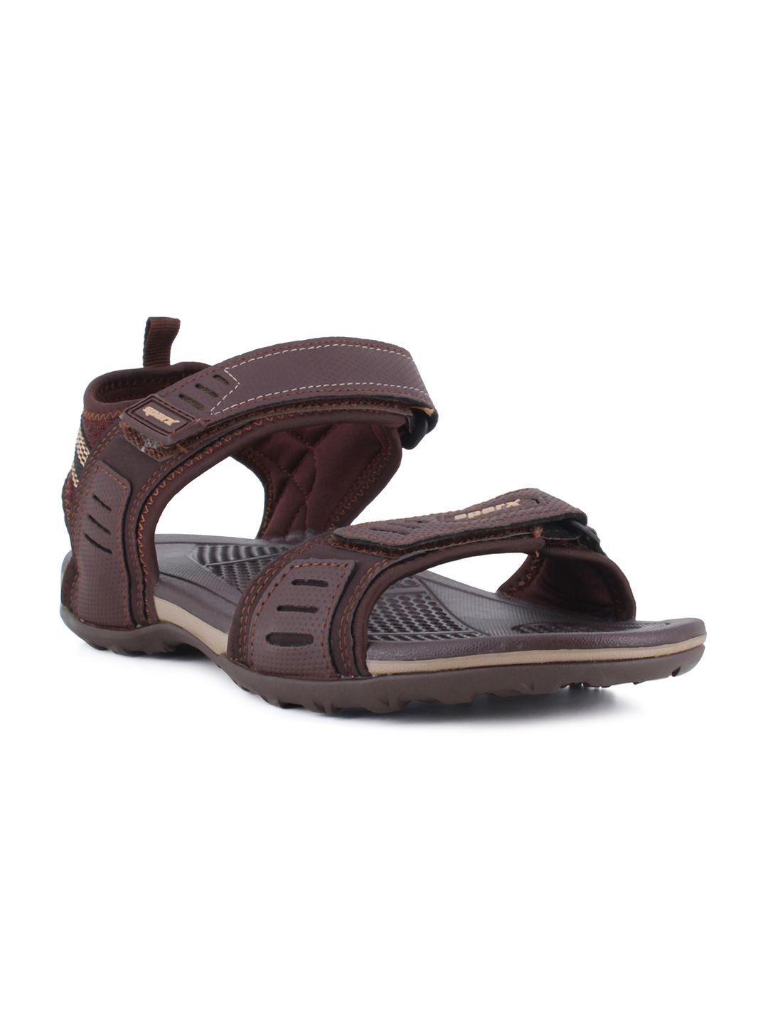 sparx men brown & beige solid sports sandals