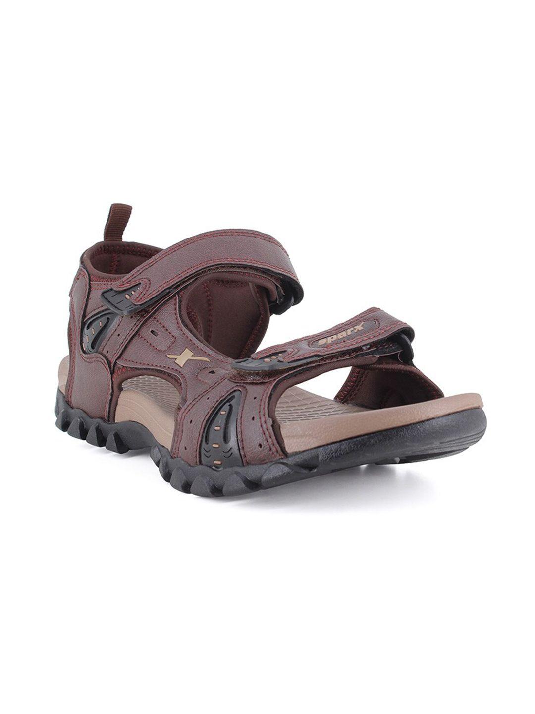 sparx men brown & black gladiators sandals