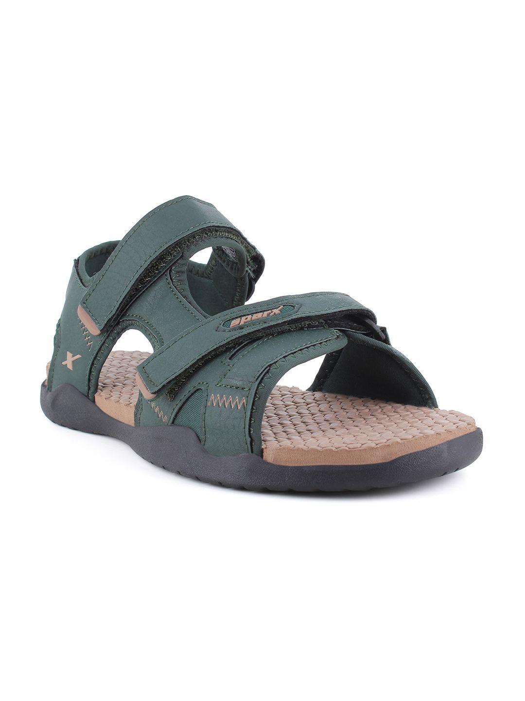 sparx men green textured sports sandals