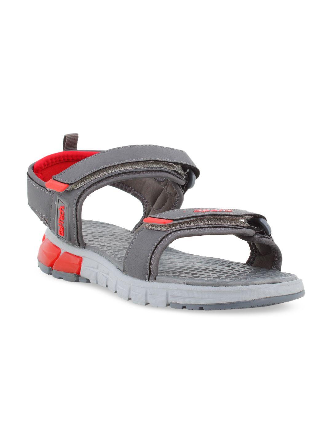 sparx men grey & red sports sandals