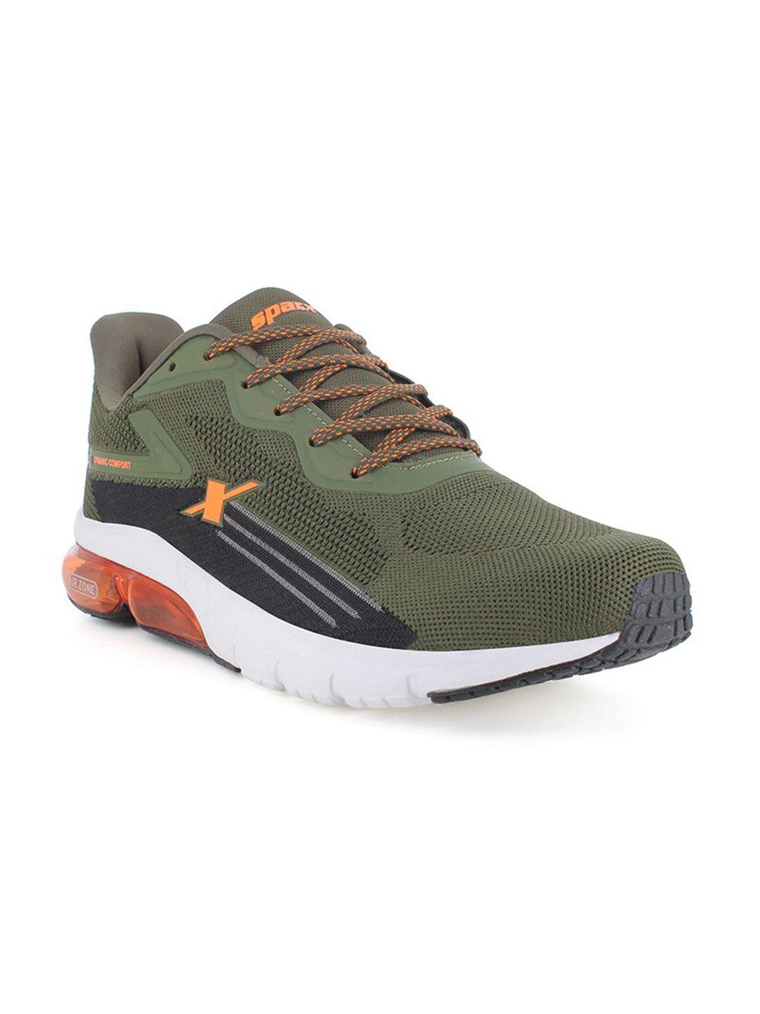 sparx men olive green textile running non-marking shoes