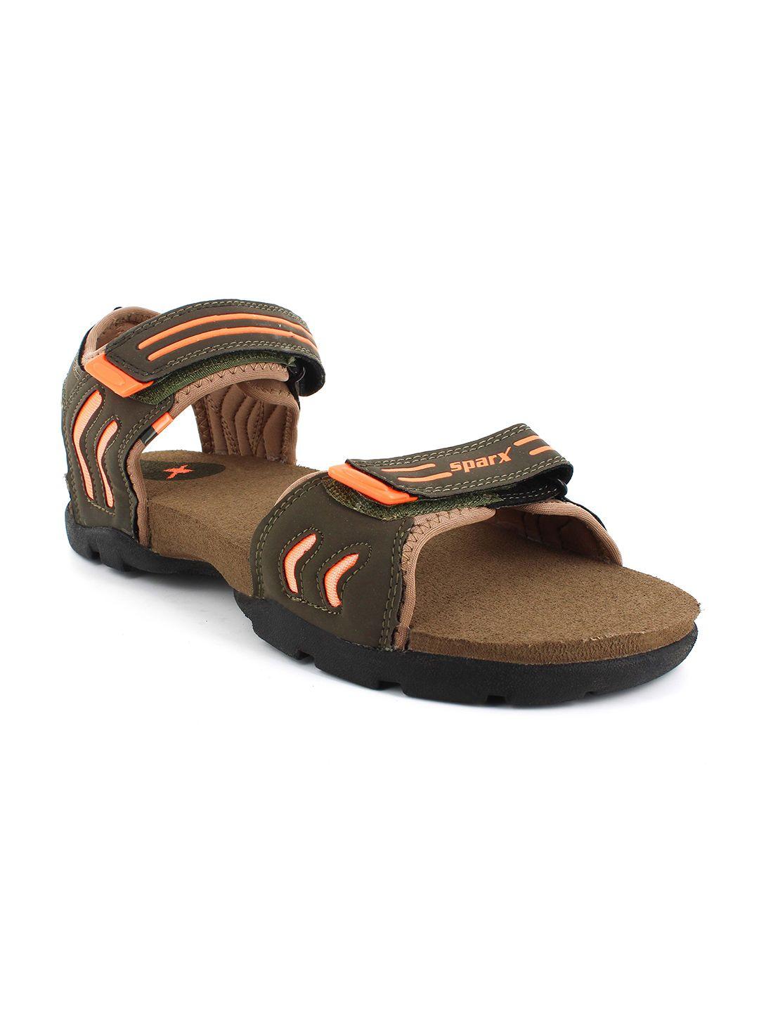 sparx men textured sports sandals with velcro closure