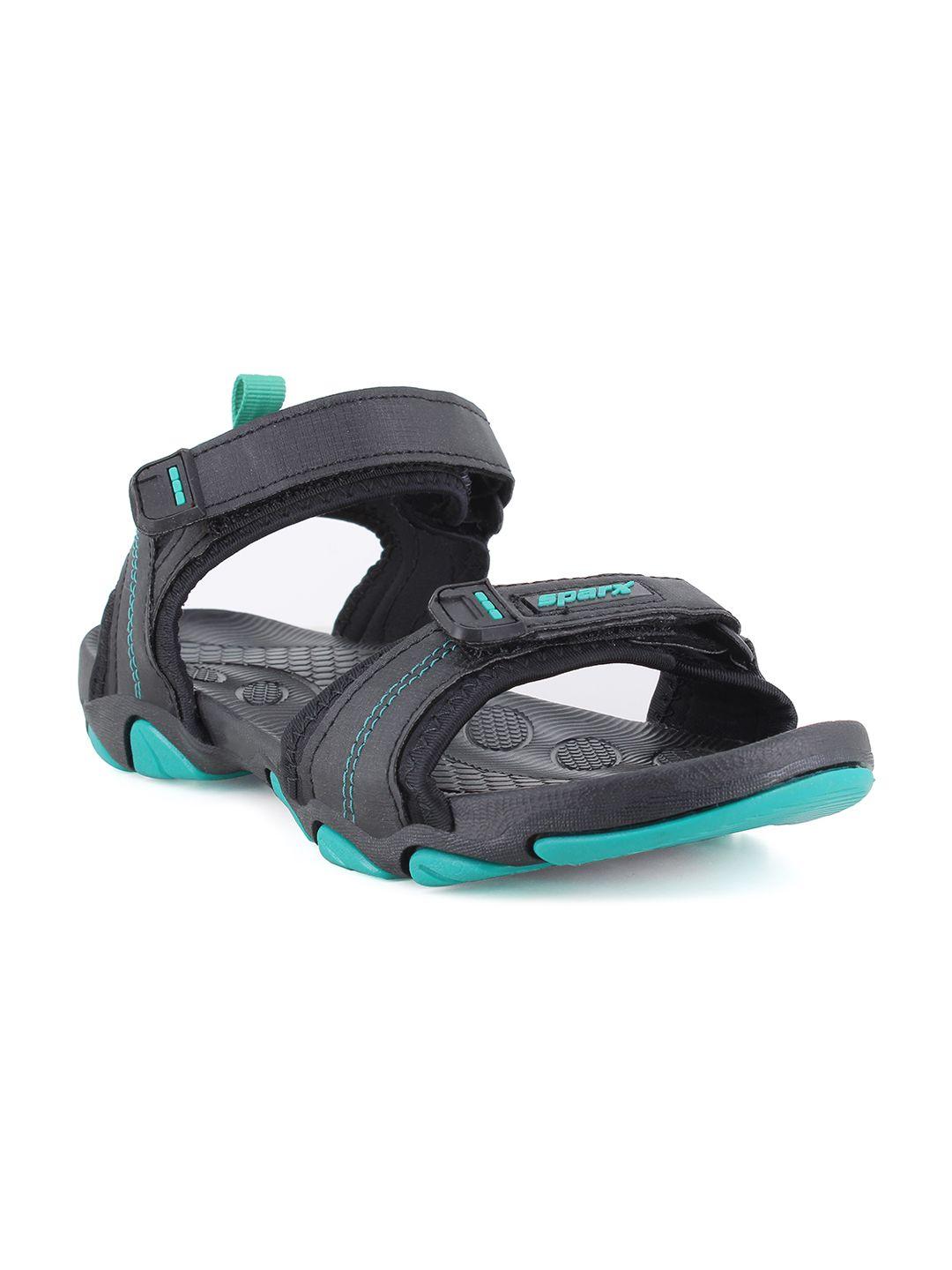 sparx women black & green solid sports sandal