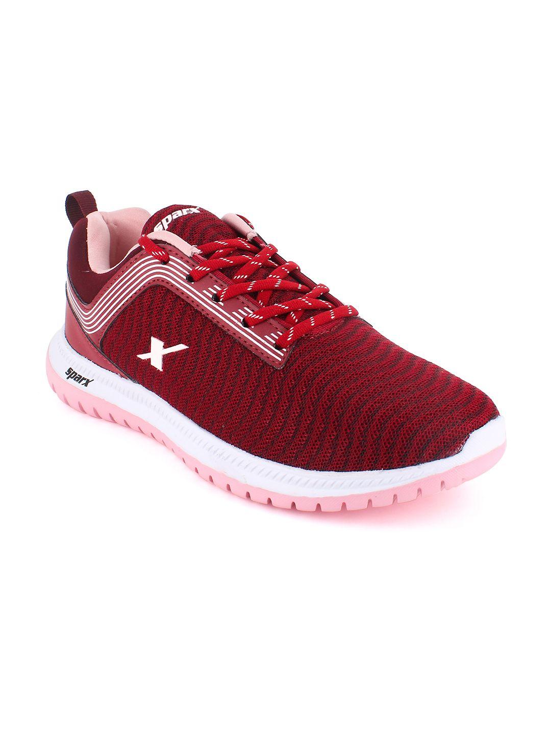 sparx women burgundy mesh running non-marking shoes