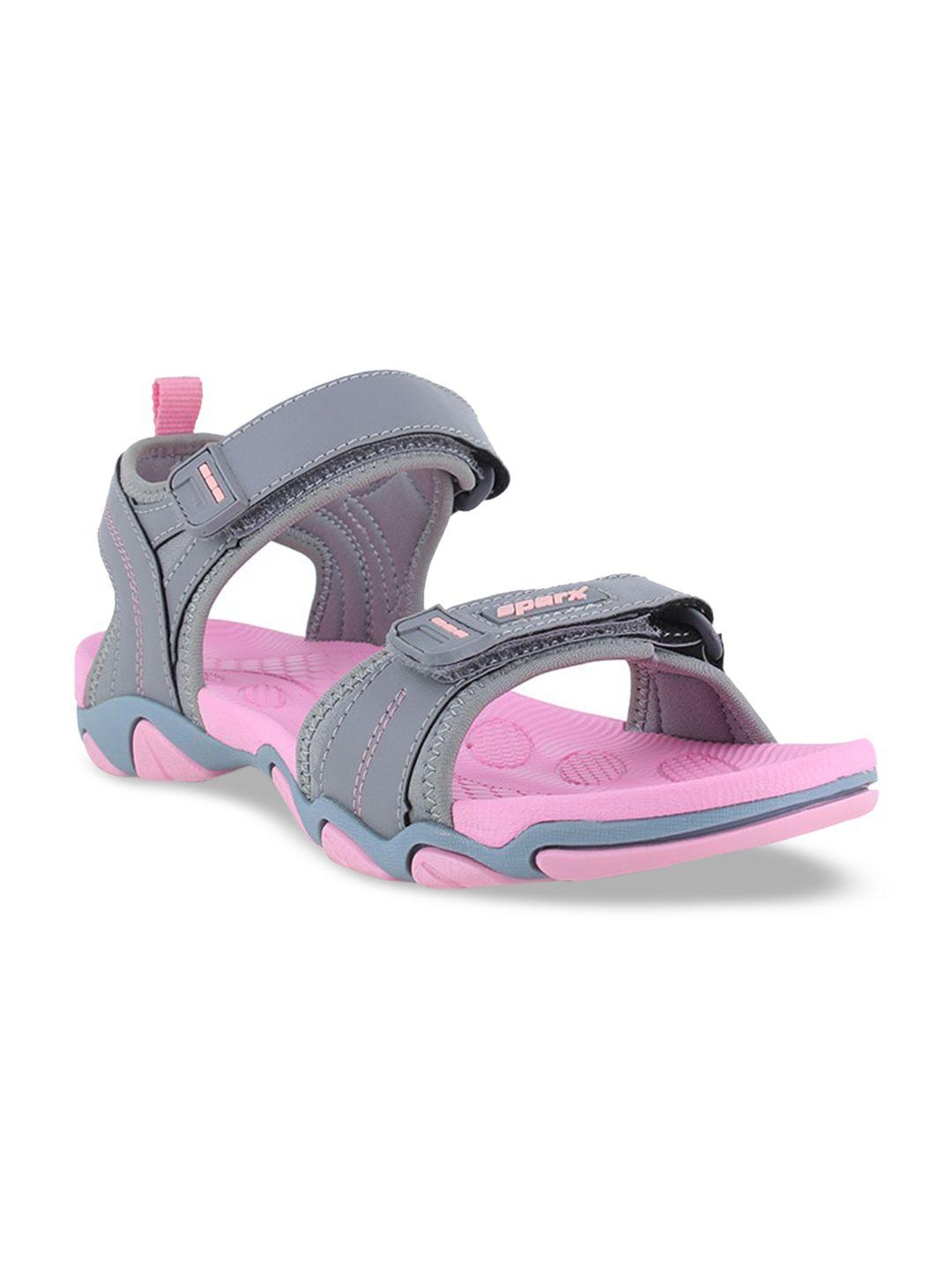 sparx women grey  and pink solid floater sandals
