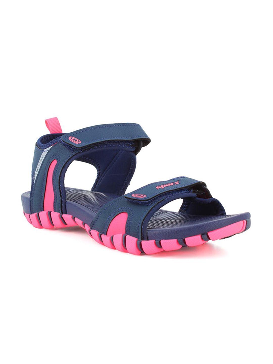sparx women navy blue & pink solid sports sandals