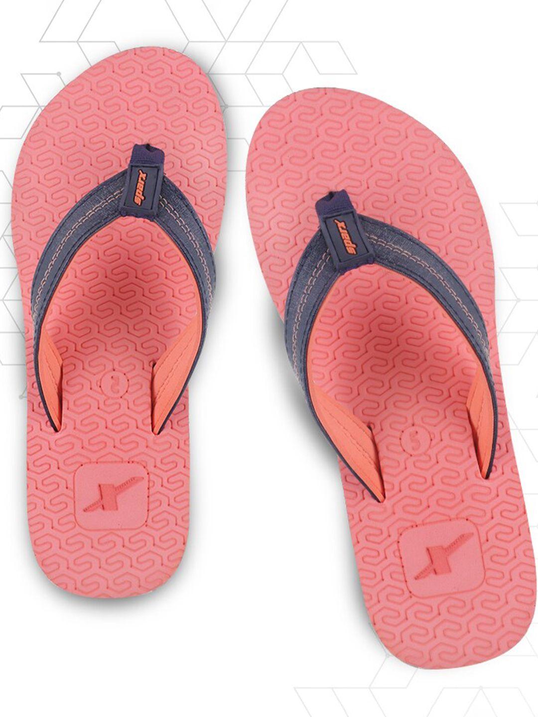 sparx women peach-coloured & black thong flip-flops