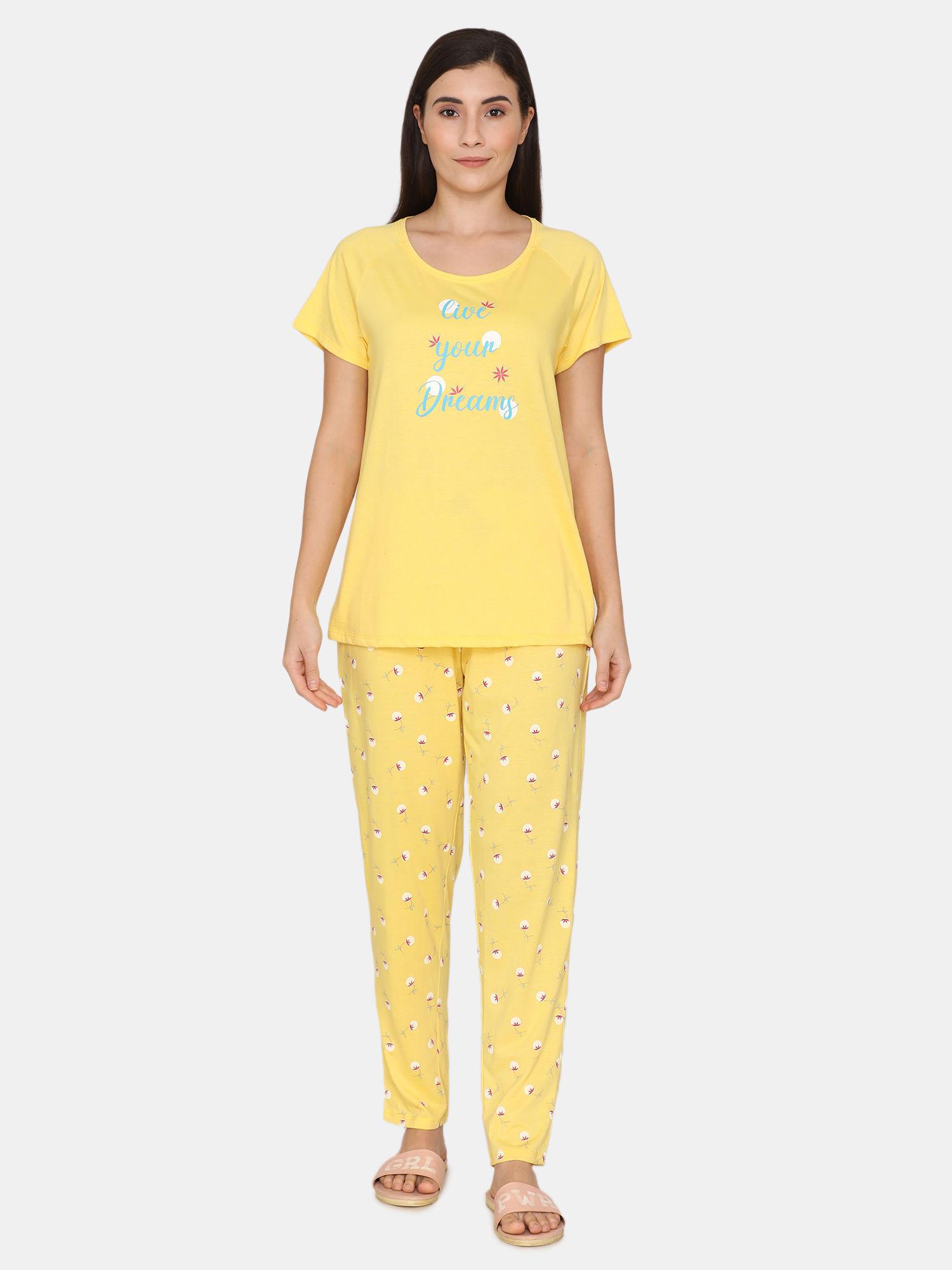 spatial speckle knit cotton pyjama set - yellow