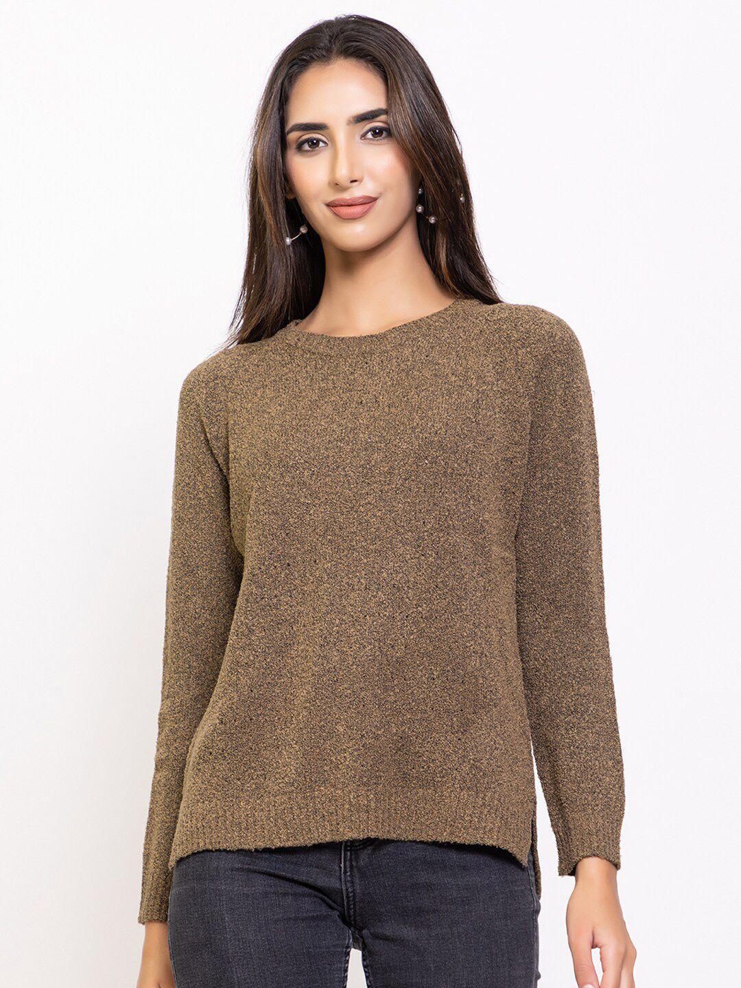 species women brown solid pullover