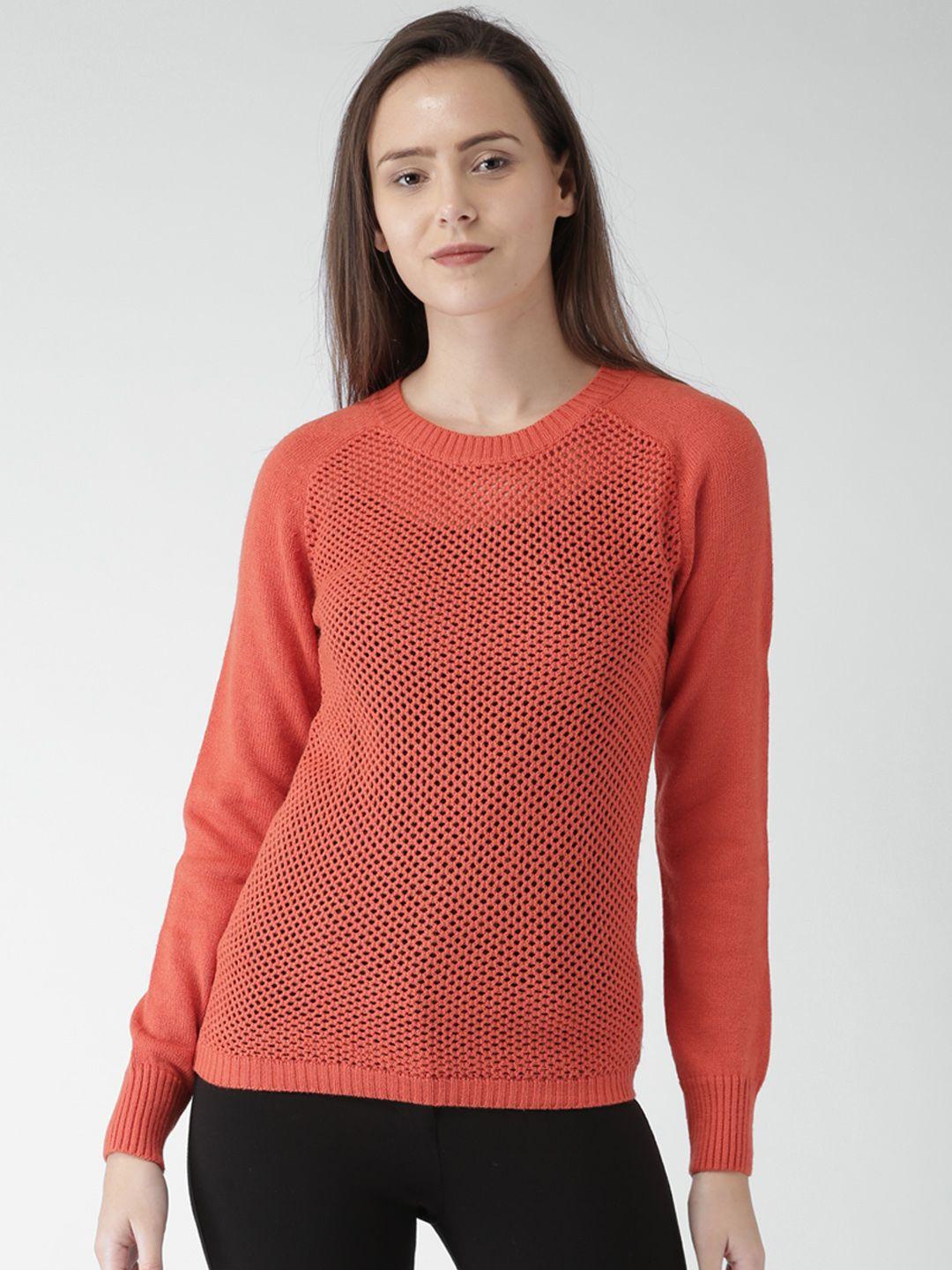 species women orange solid pullover
