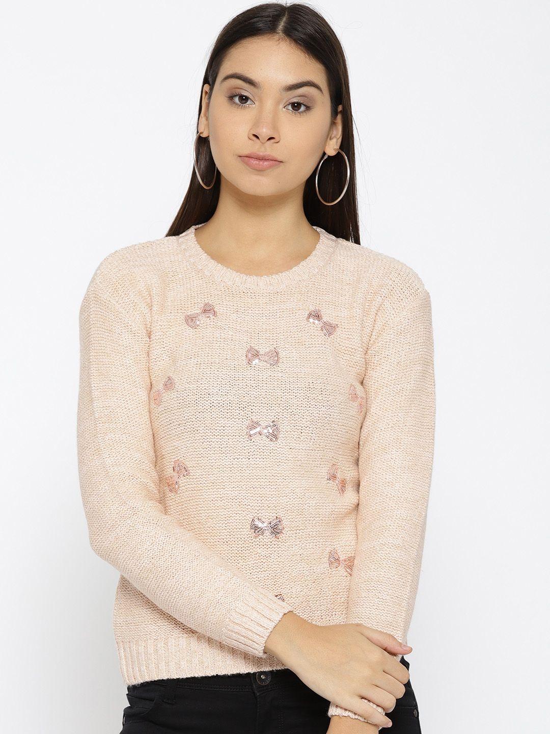 species women peach-coloured sequinned pullover