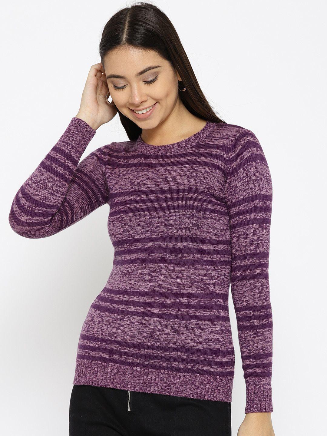 species women purple striped sweater