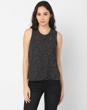 speckle print layered sleeveless top