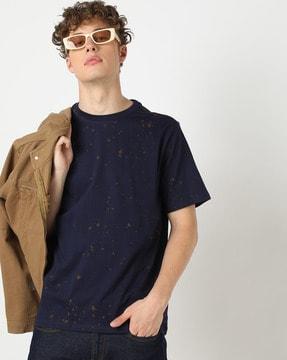 speckle print boxy fit crew-neck t-shirt