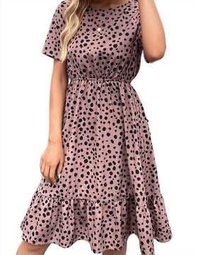 speckle print fit & flare dress