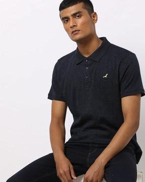 speckle print polo t-shirt