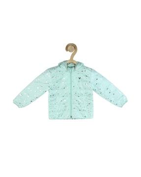 speckle zip-front hooded jacket