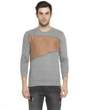 speckled panelled crew-neck t-shirt