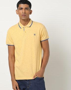 speckled polo t-shirt with branding