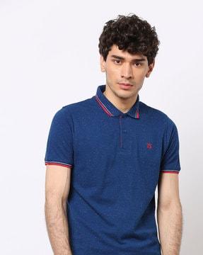 speckled polo t-shirt with contrast tipping