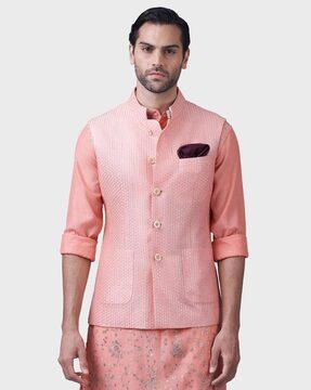 speckled jacquard relaxed fit nehru jacket