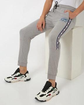 speckled panelled joggers with insert pockets
