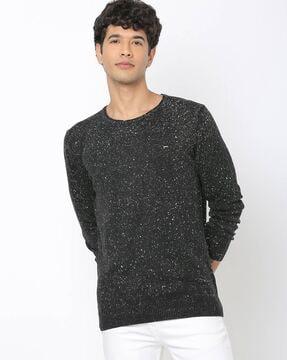 speckled round-neck sweatshirt