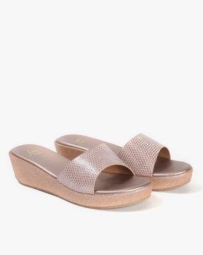 speckled slip-on platform sandals