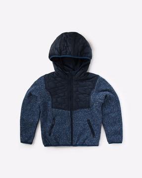 speckled zip-front hoodie with zip pockets