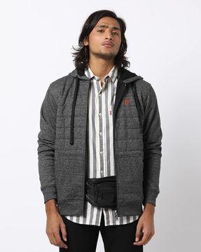speckled zip-front hoodie