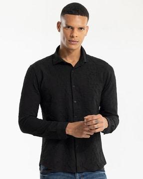 specky slim fit shirt with spread collar