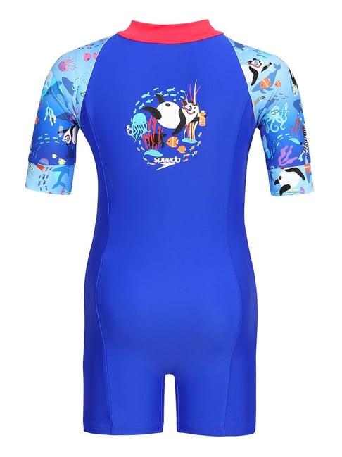 speedo kids blue printed swimsuit