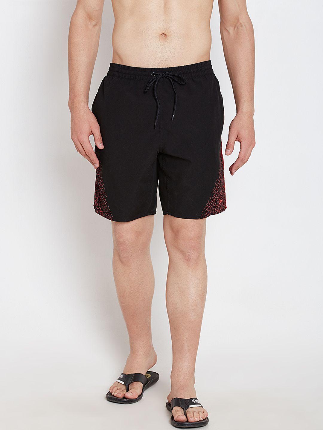 speedo black printed detail surfing shorts