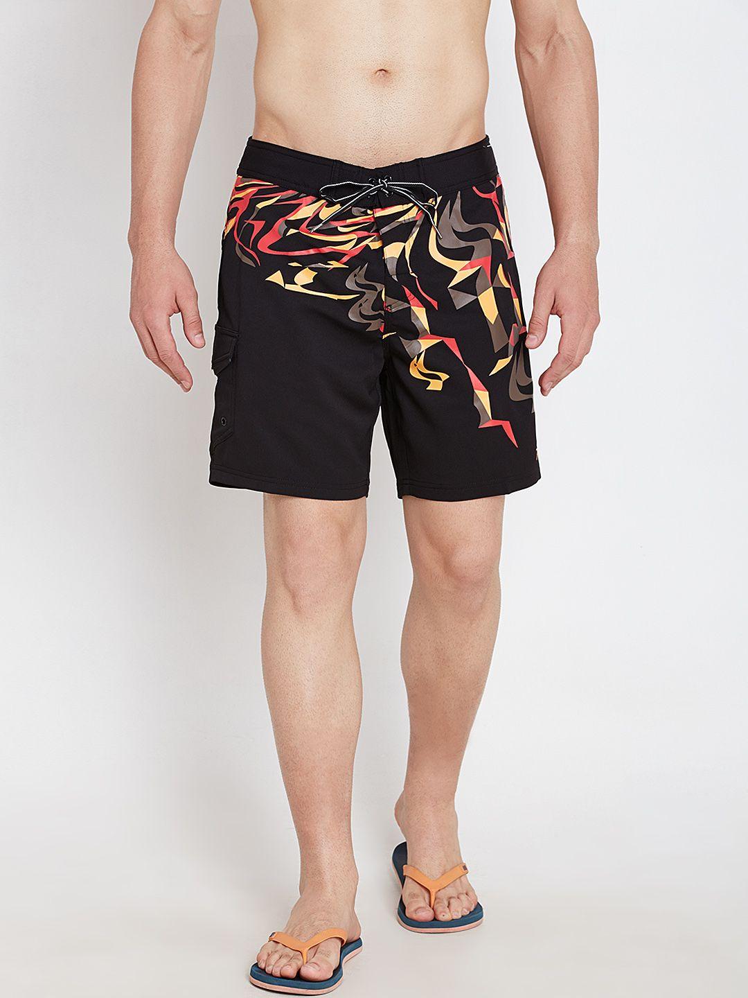 speedo black printed surfing shorts