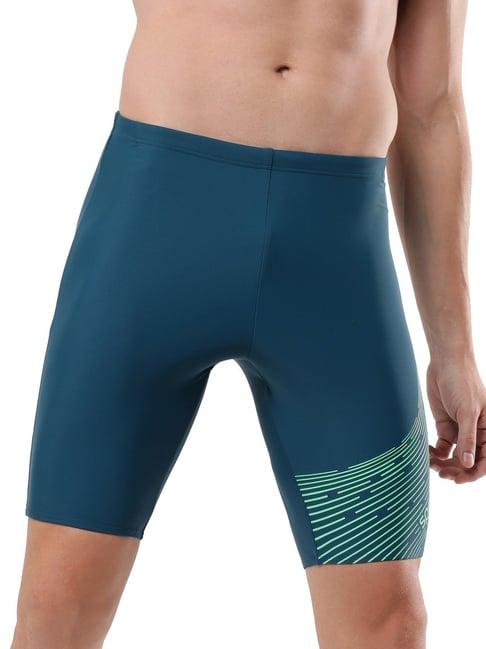 speedo dark teal regular fit printed sports shorts