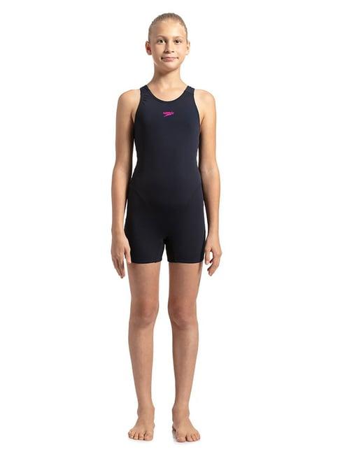 speedo kids navy solid swimsuit