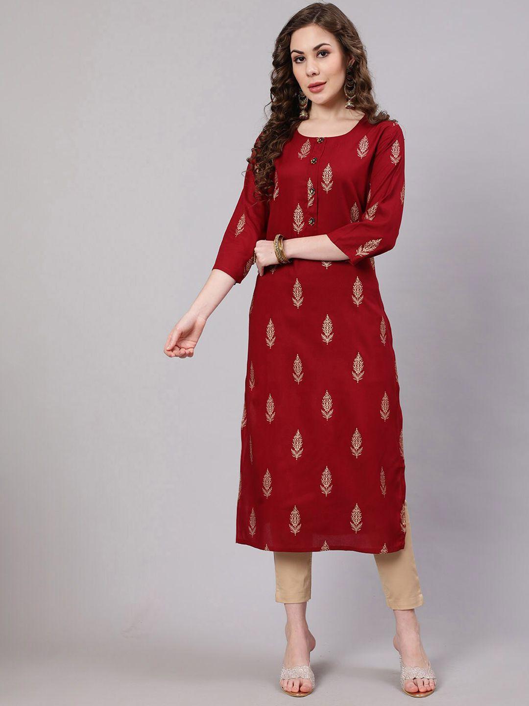 spera ethnic motifs foil printed straight kurta