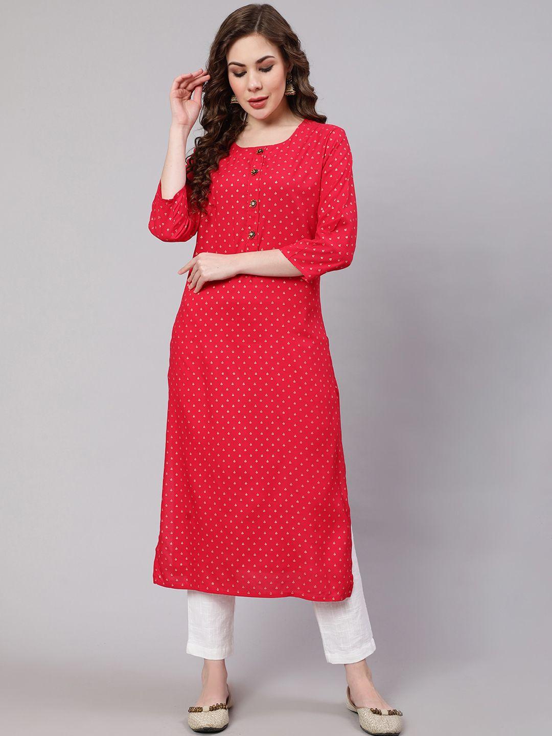 spera ethnic motifs foil printed straight kurta