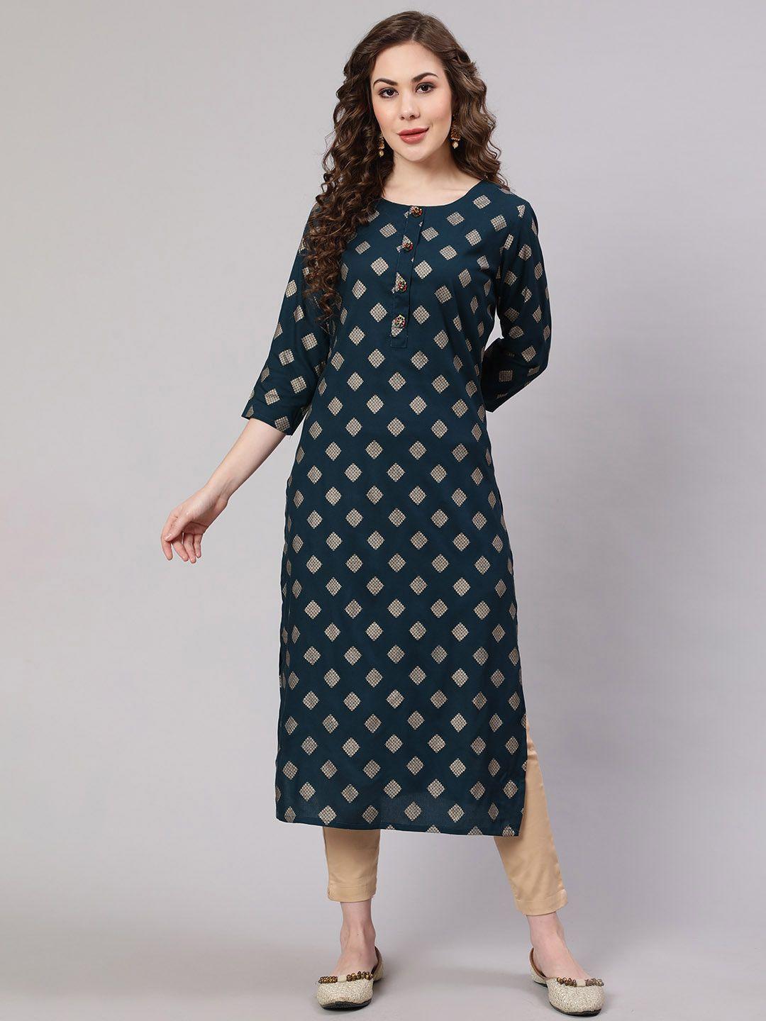 spera ethnic motifs foil printed straight kurta