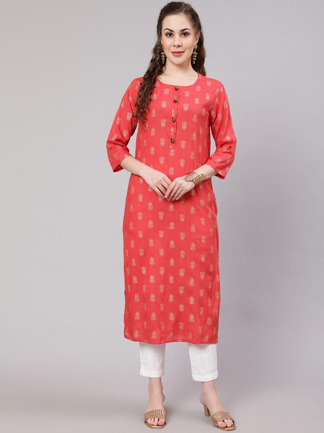 spera ethnic motifs foil printed straight kurta