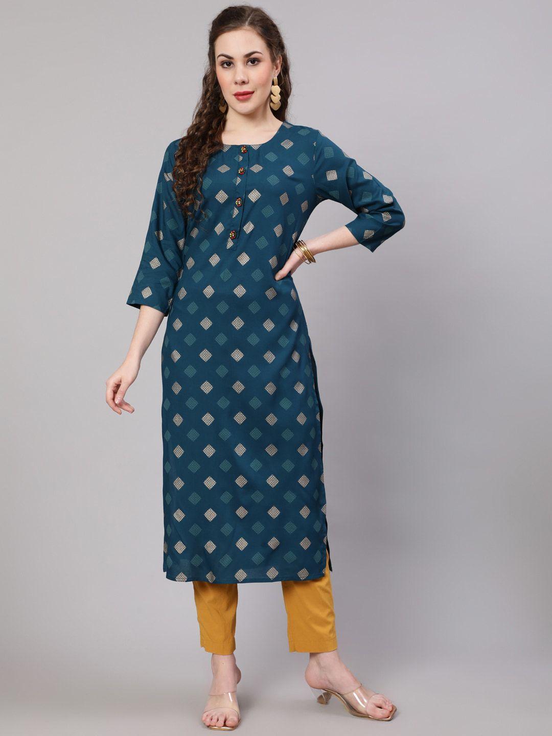 spera ethnic motifs foil printed straight kurta