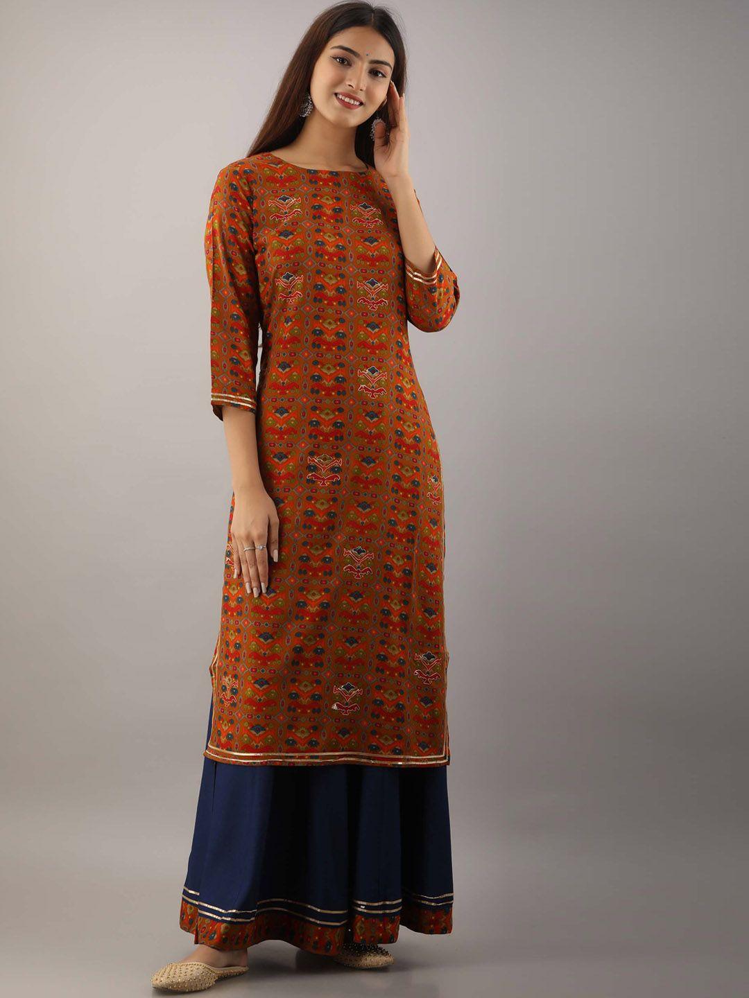 spera ethnic motifs printed kurta with skirt