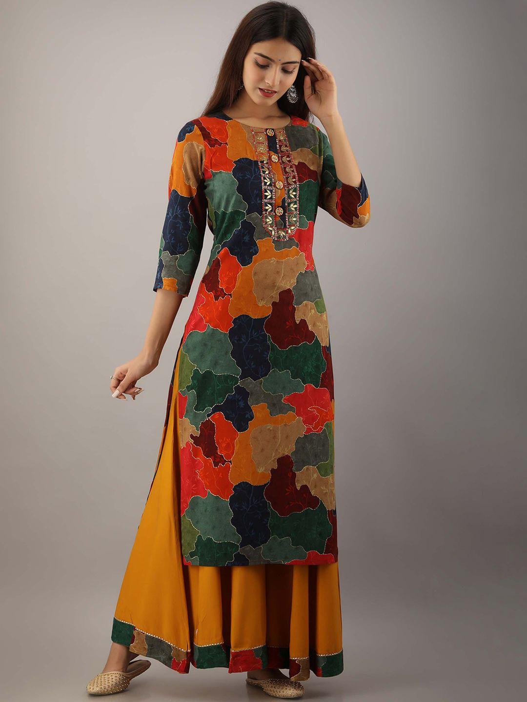 spera ethnic motifs printed sequinned kurta with palazzos