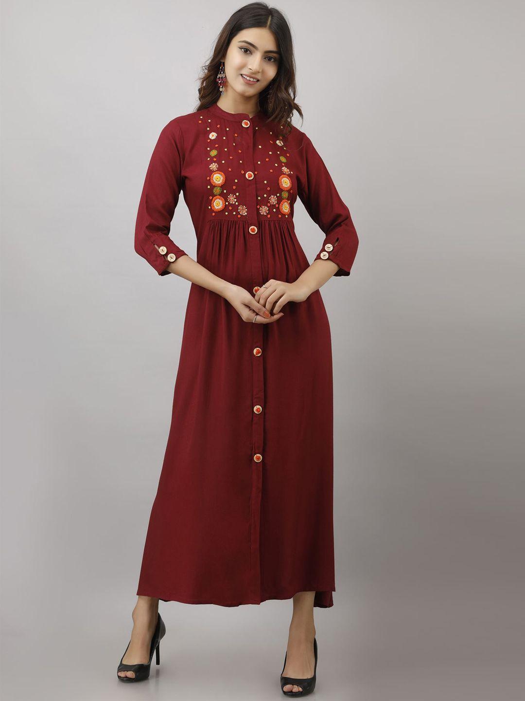 spera floral embroidered mandarin collar kurta