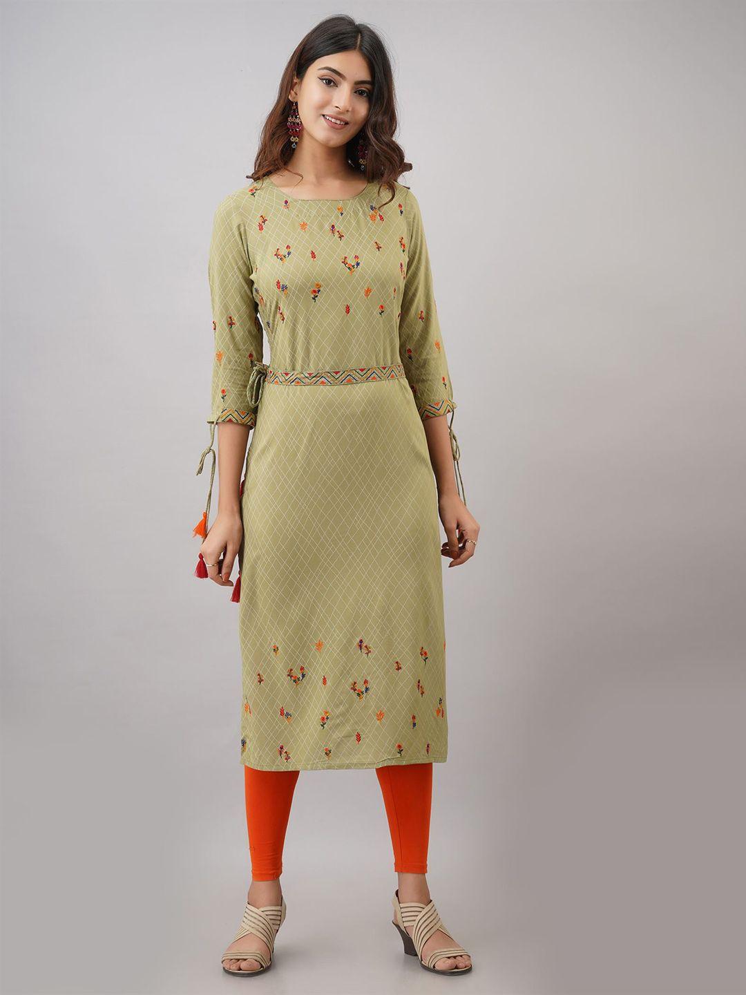 spera floral embroidered thread work belted summer sheers kurta